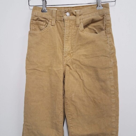 Levis Ribcage Boot Pants Beige Womens 24 Corduroy High Rise - Picture 3 of 10